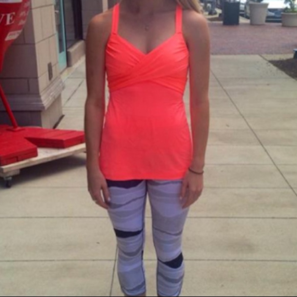 Fluorescent orange/pink Lululemon top